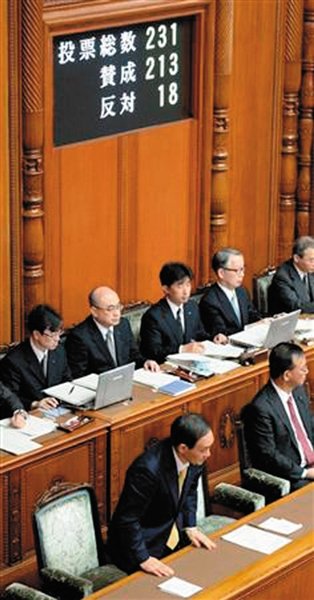 27日，日本國會(huì)參議院公布新建“國家安全保障會(huì)議”法案投票結(jié)果。
