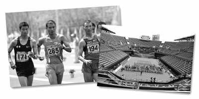 左圖:5月10日,遼寧隊選手耿志耀(左一)在十二運男子50公里競走比賽中。 　　新華社記者 李 鋼攝 　　右圖:6月10日,十二運網球團體賽在大連正式開拍,部分比賽遭遇了“零觀眾”的尷尬場面。 　　人民視覺