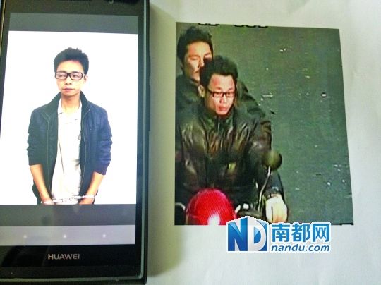 叉車司機(jī)肖東。飛車搶奪嫌疑人(戴眼鏡者)。