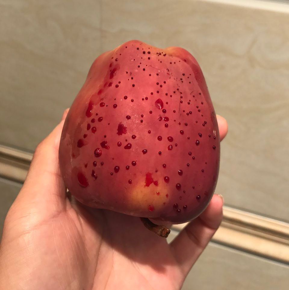 嚇懵！女子用熱水泡蘋果結(jié)果冒出血珠 咋回事？